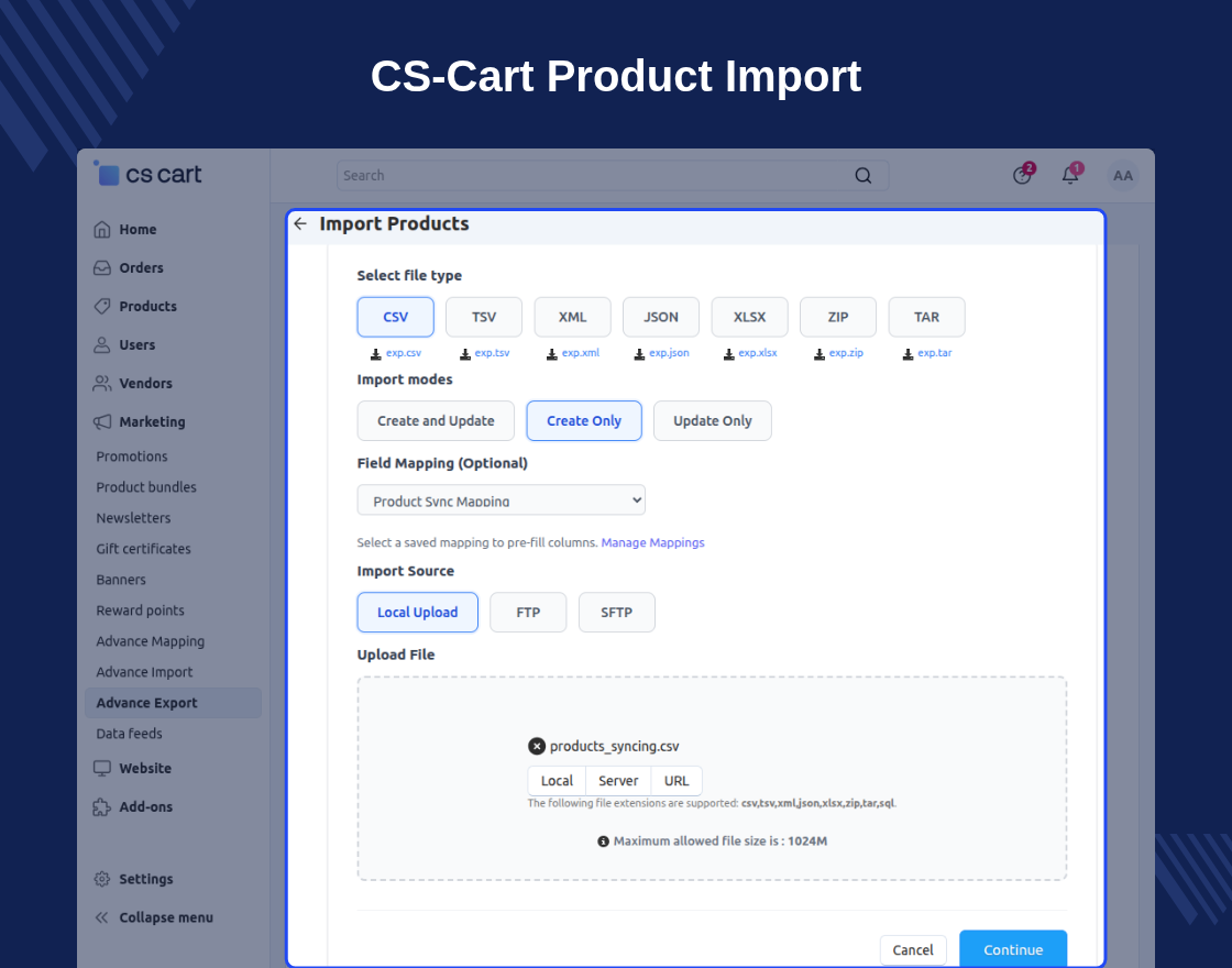 CS-Cart Advanced Import Export