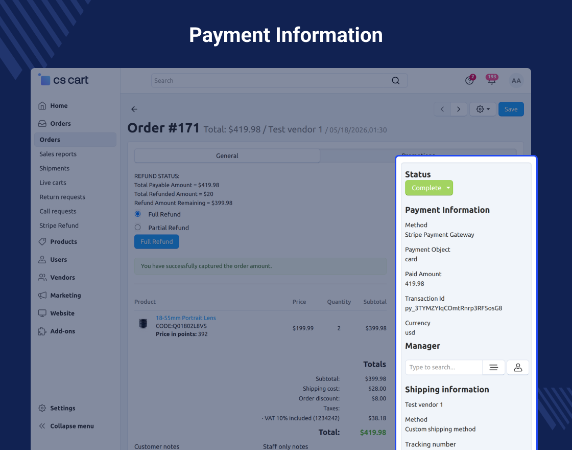 CS-Cart Stripe Payment Gateway