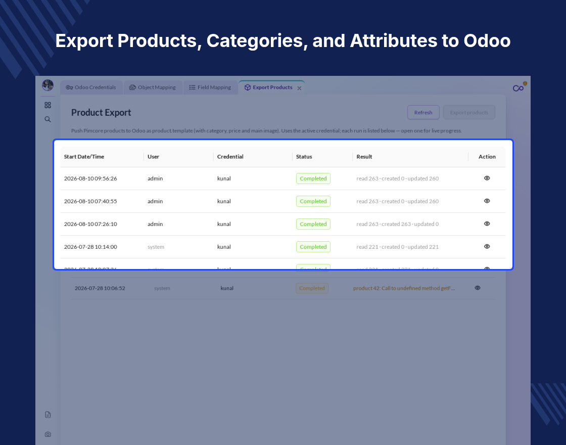 Pimcore Odoo Connector