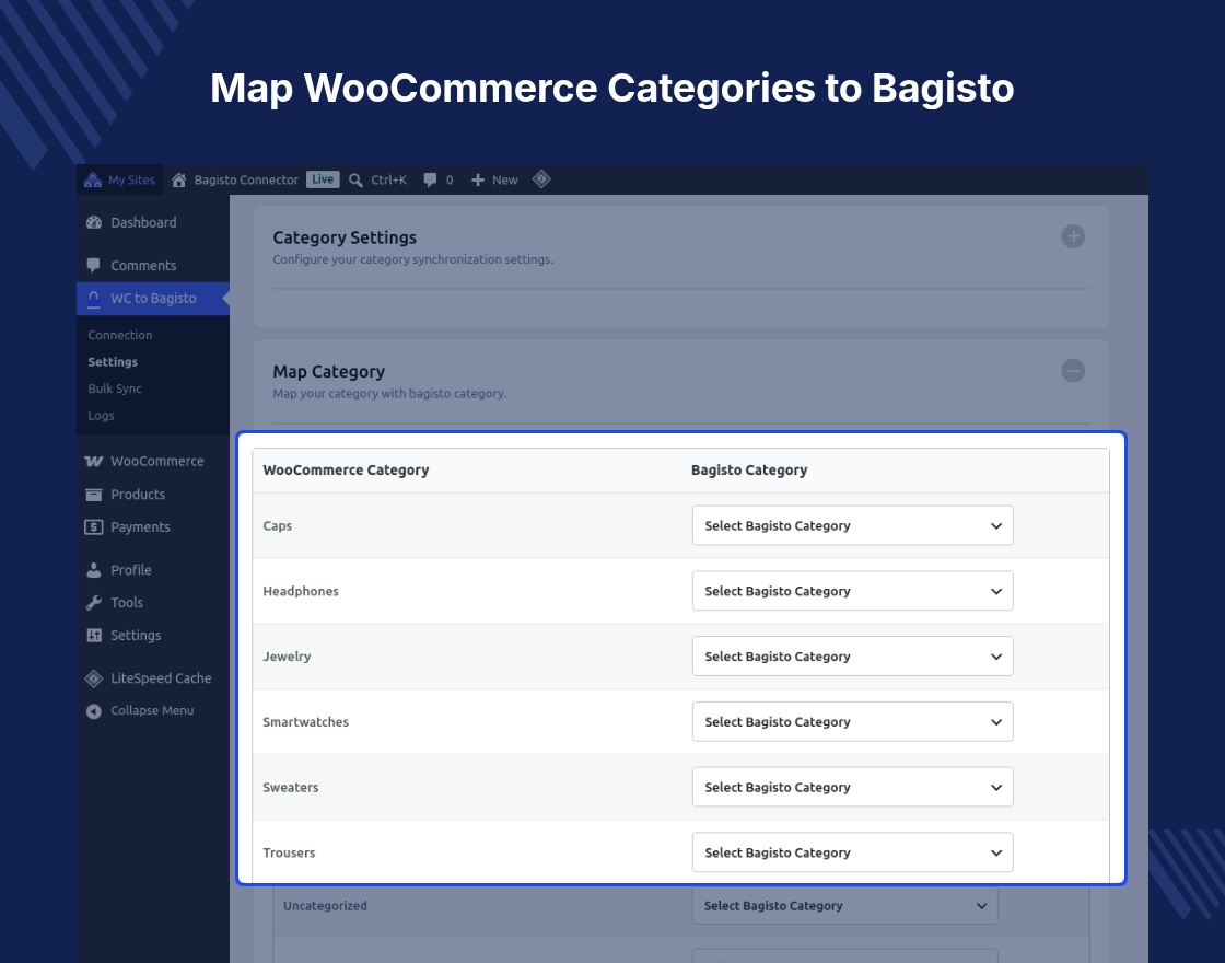 WooCommerce Bagisto Connector