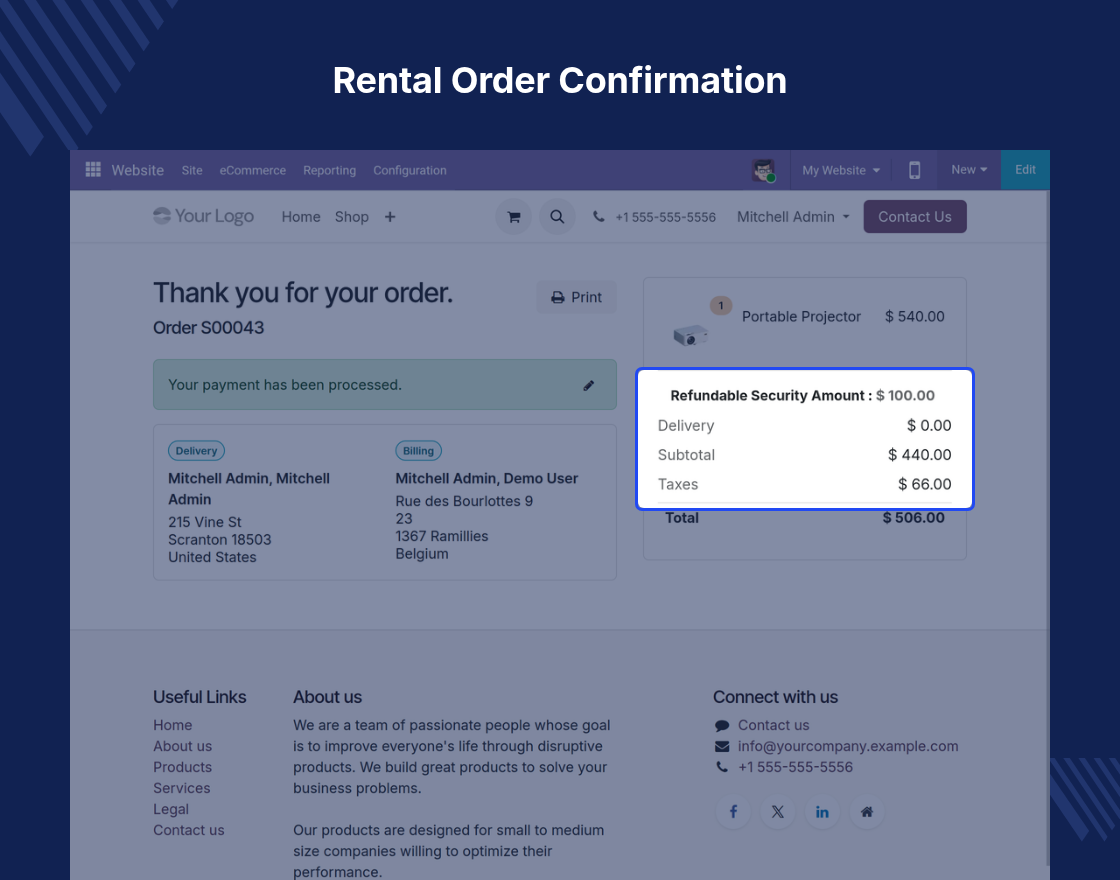 Odoo Website Rental Sale