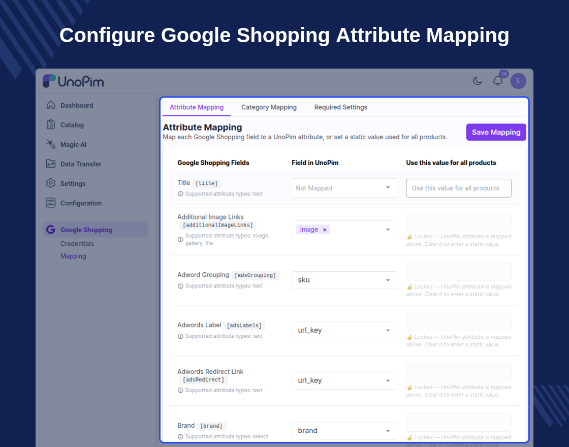 UnoPim Google Shopping Connector