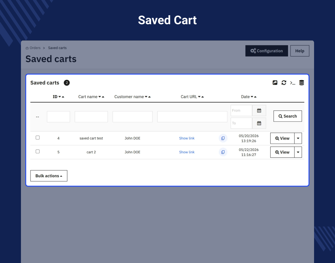 PrestaShop Save and Share Cart