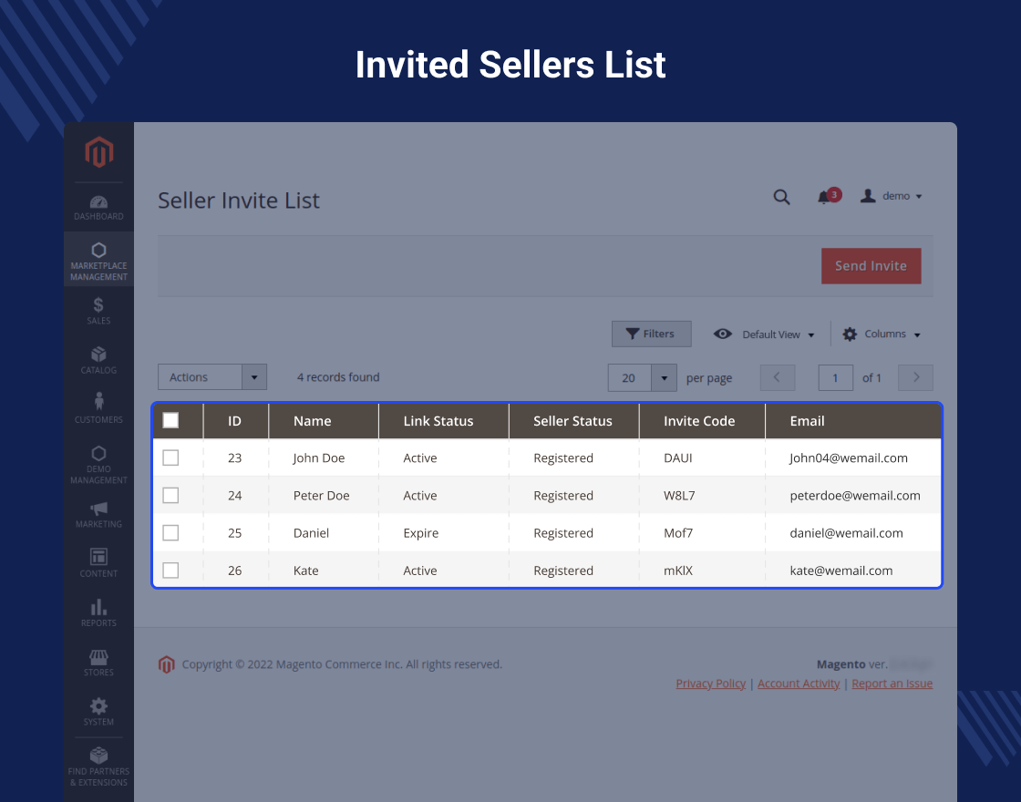 Vendor Invitation for Magento 2