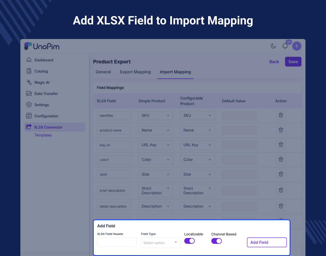 UnoPim Custom XLSX Connector