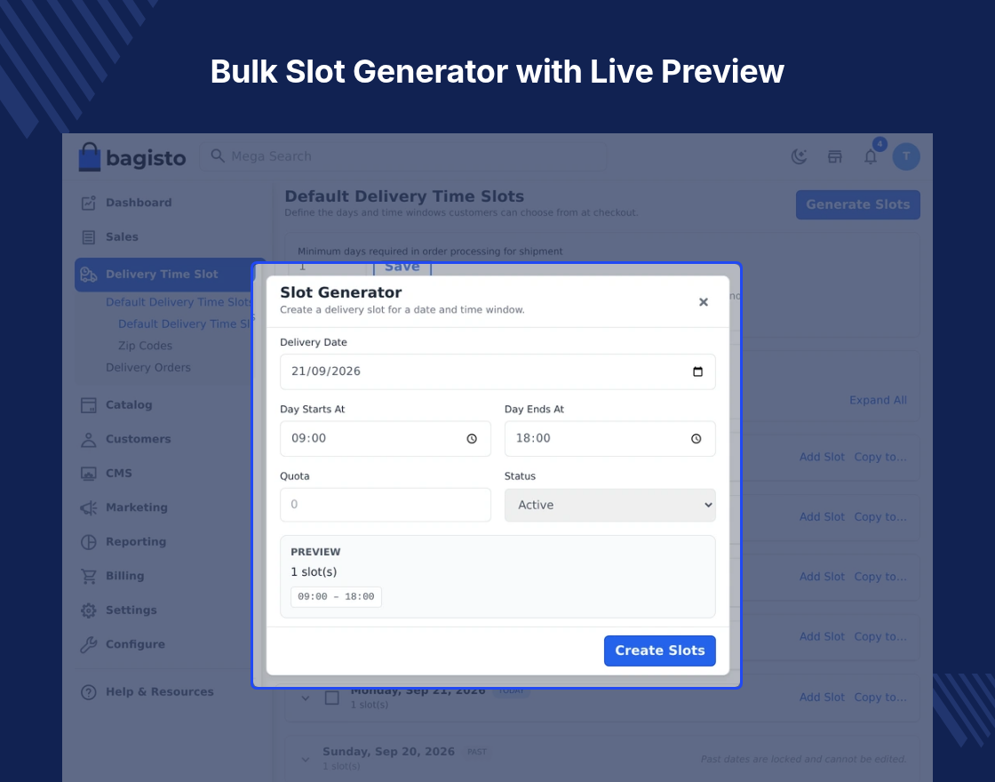 Laravel eCommerce SaaS Delivery Time Slots