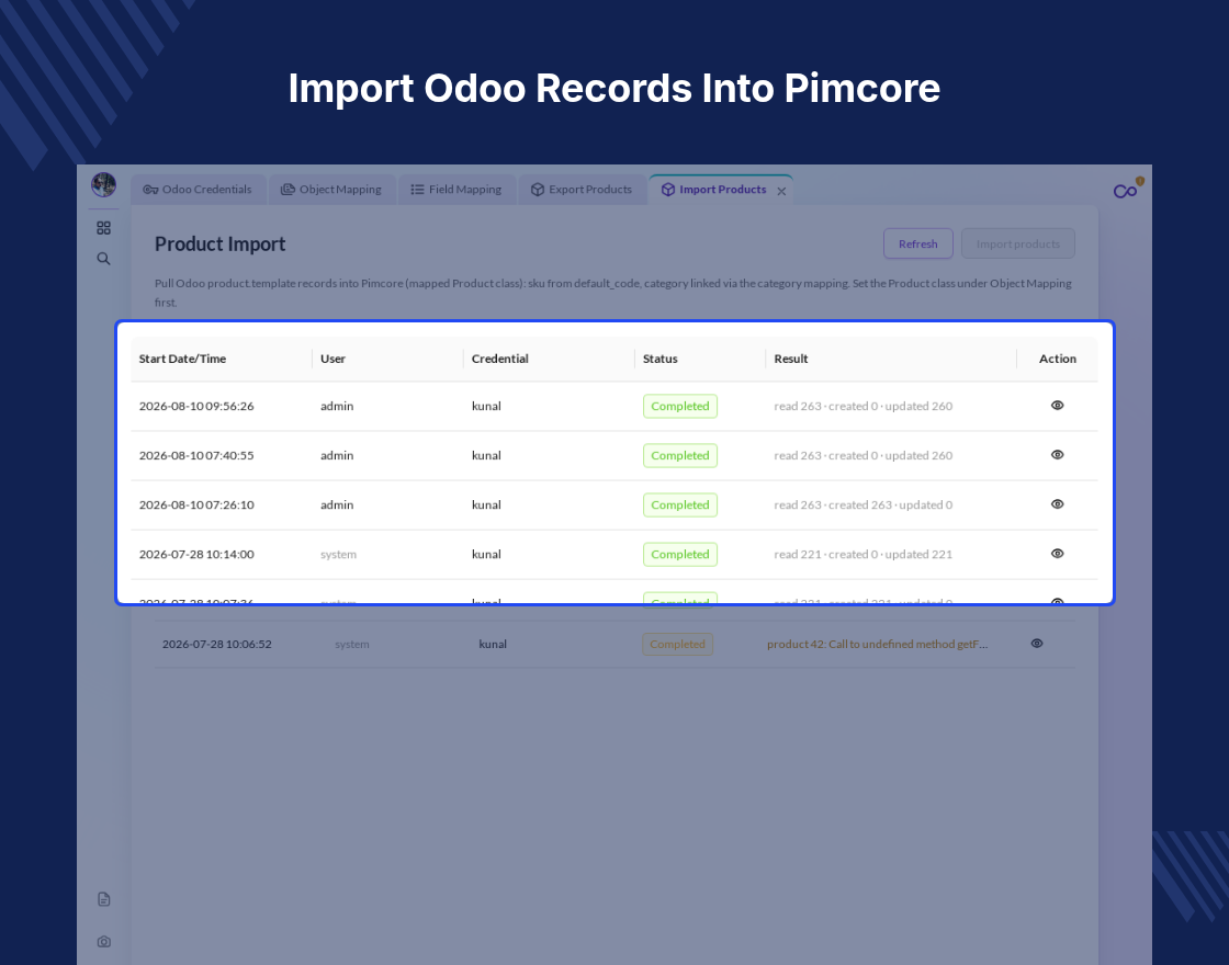 Pimcore Odoo Connector