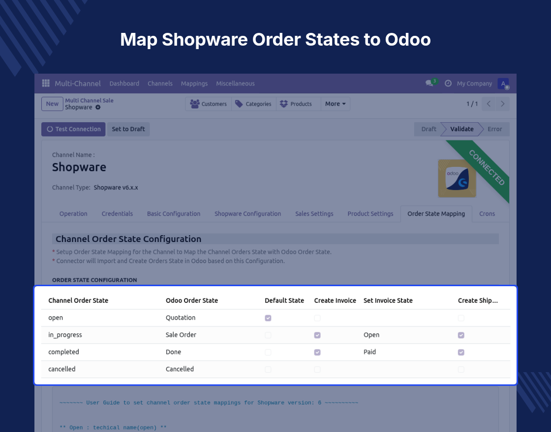 Odoo Shopware Connector