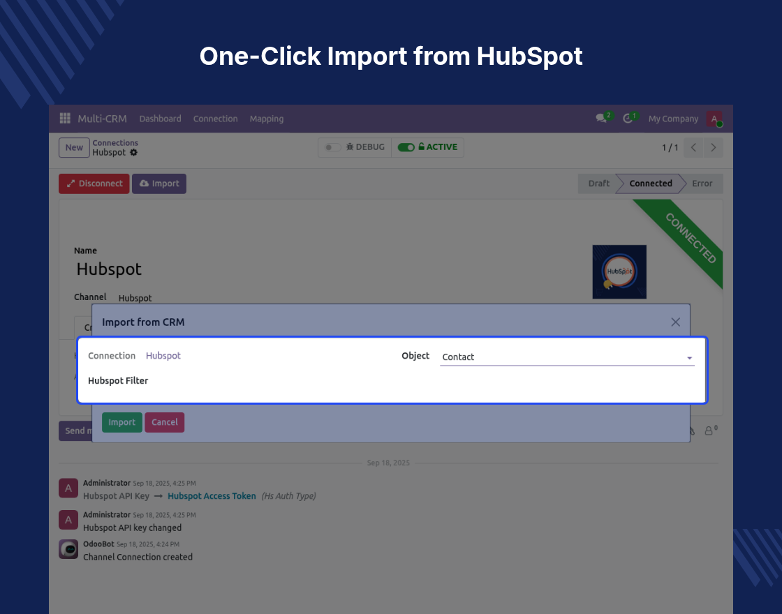 Odoo HubSpot CRM Connector