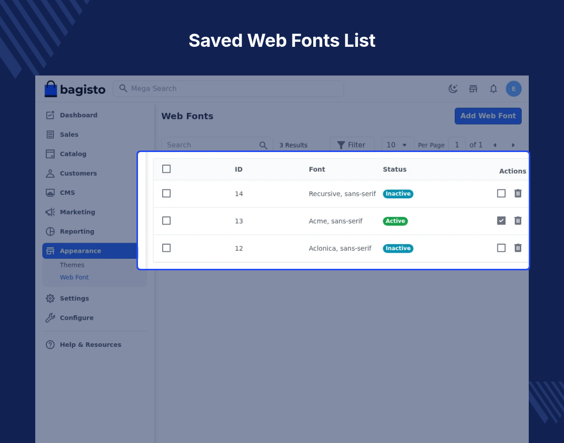 Laravel eCommerce Google Web Fonts
