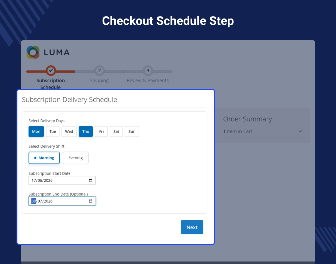 Magento 2 Subscription Delivery Module