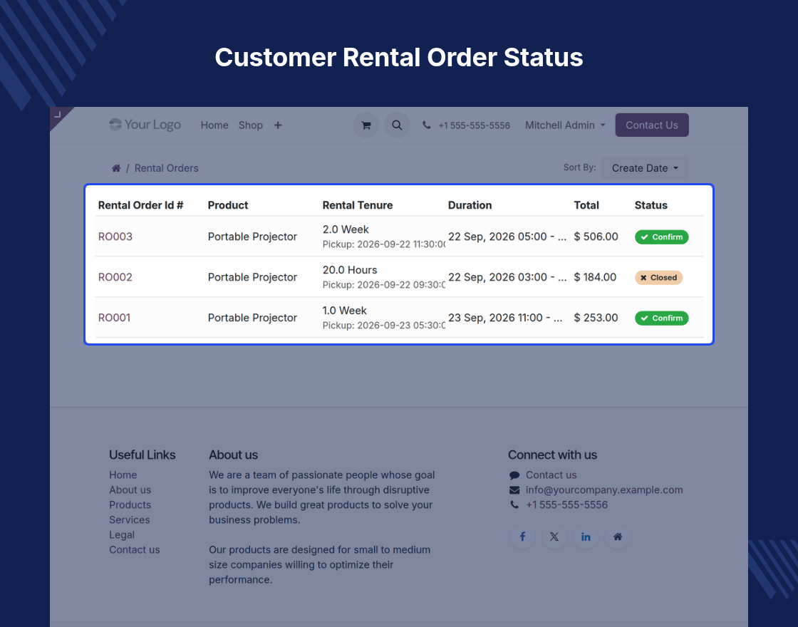 Odoo Website Rental Sale
