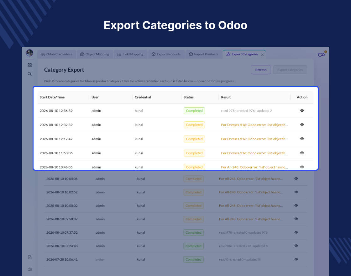 Pimcore Odoo Connector