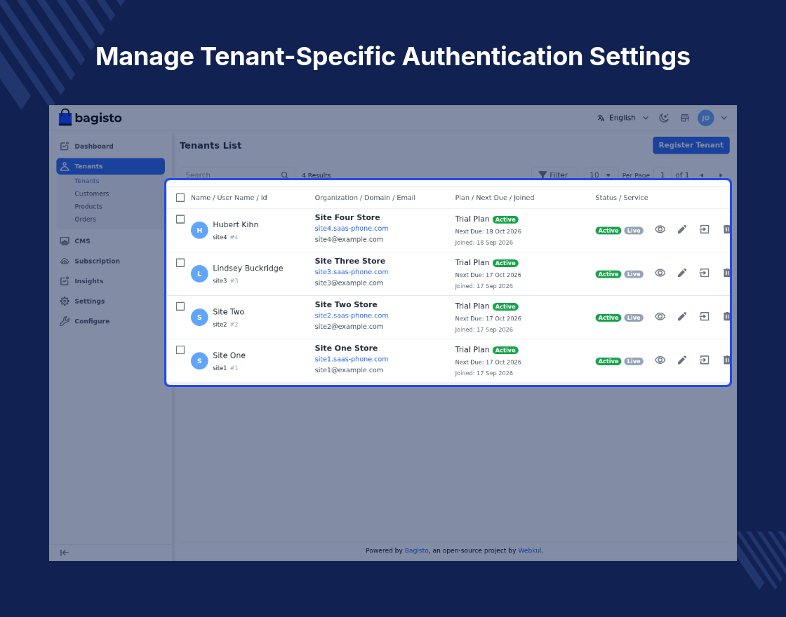 Bagisto SaaS Phone Login Module