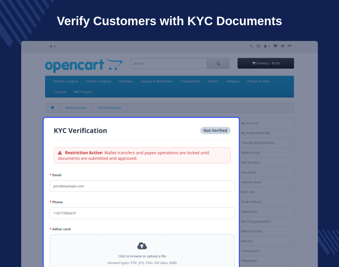 Opencart Wallet System