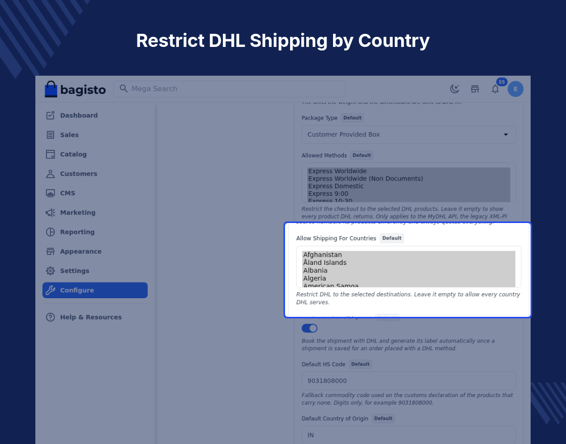 Laravel eCommerce DHL Shipping