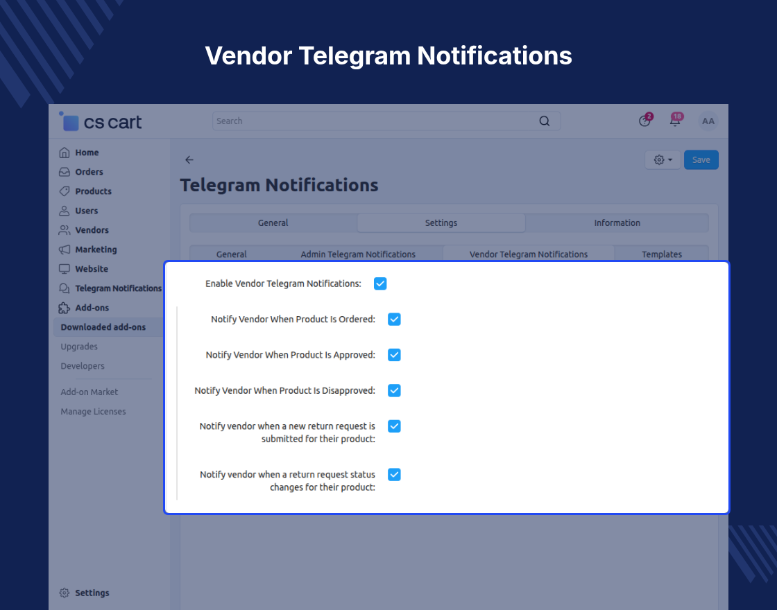 CS-Cart Telegram Order Notification