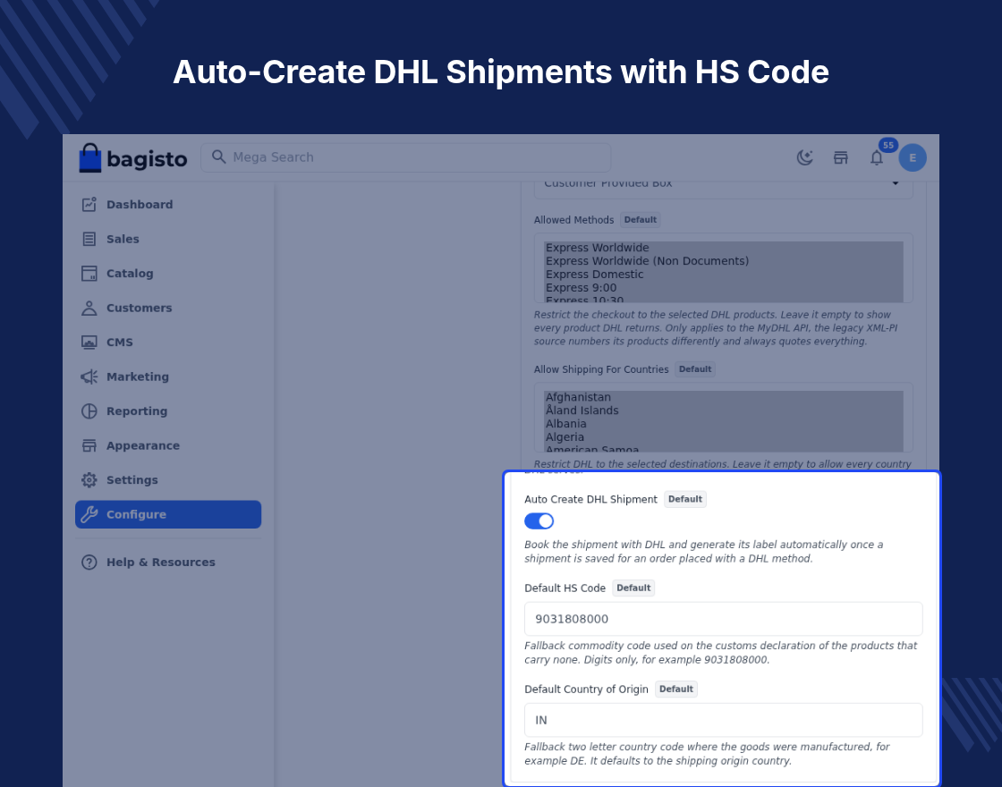 Laravel eCommerce DHL Shipping
