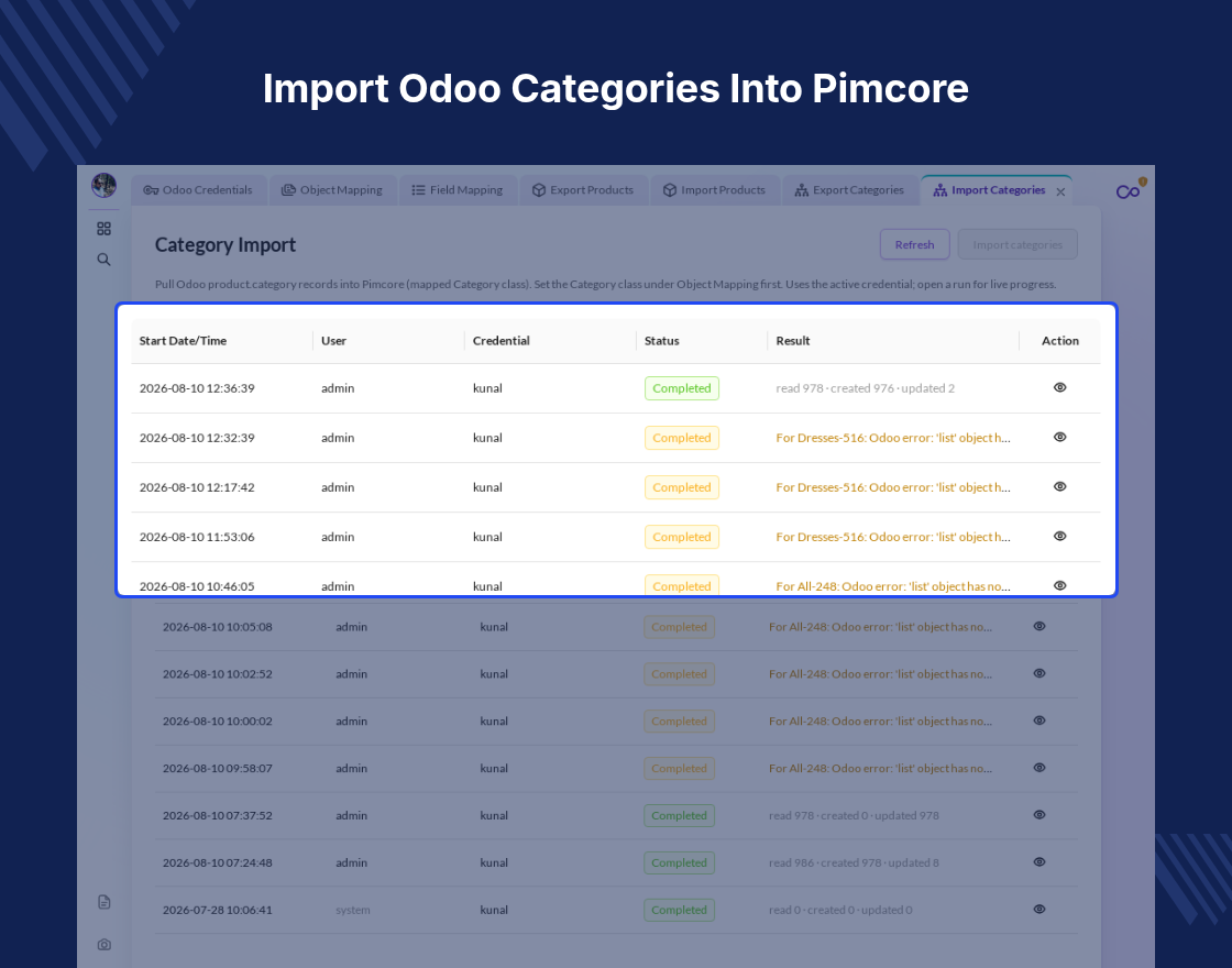 Pimcore Odoo Connector