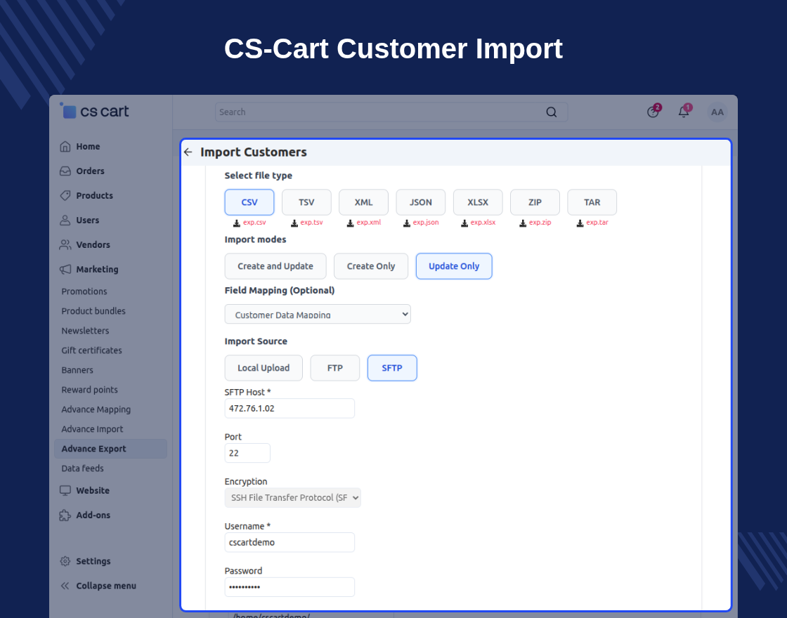 CS-Cart Advanced Import Export