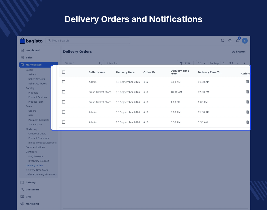 Bagisto Marketplace Delivery Time Slot SaaS
