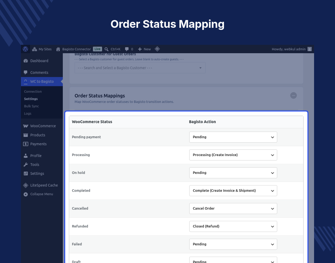 WooCommerce Bagisto Connector