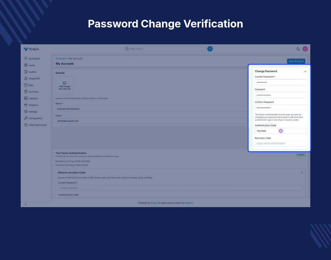 Google Two-Factor Authentication (2FA) for Krayin CRM