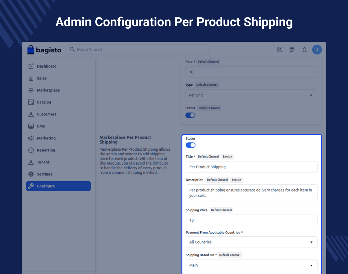 Bagisto SaaS Marketplace Per Product Shipping