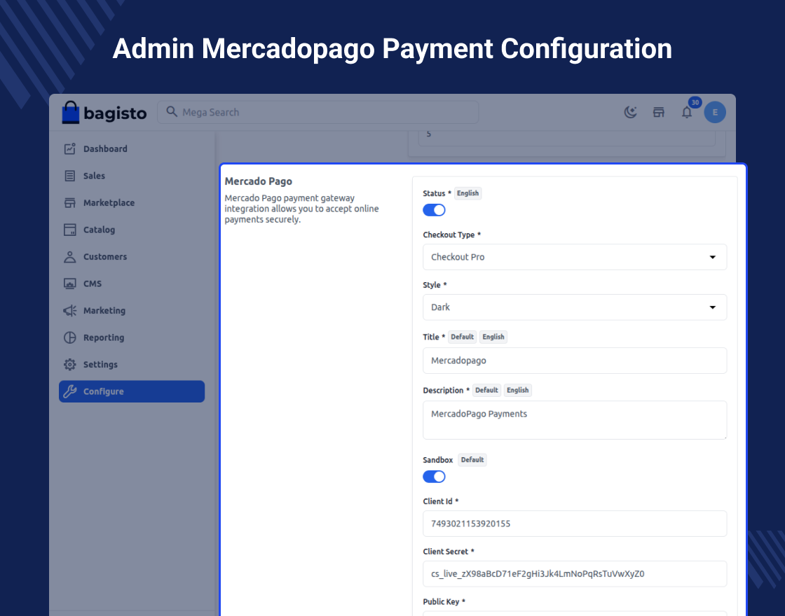 Laravel Marketplace MercadoPago Payment Gateway