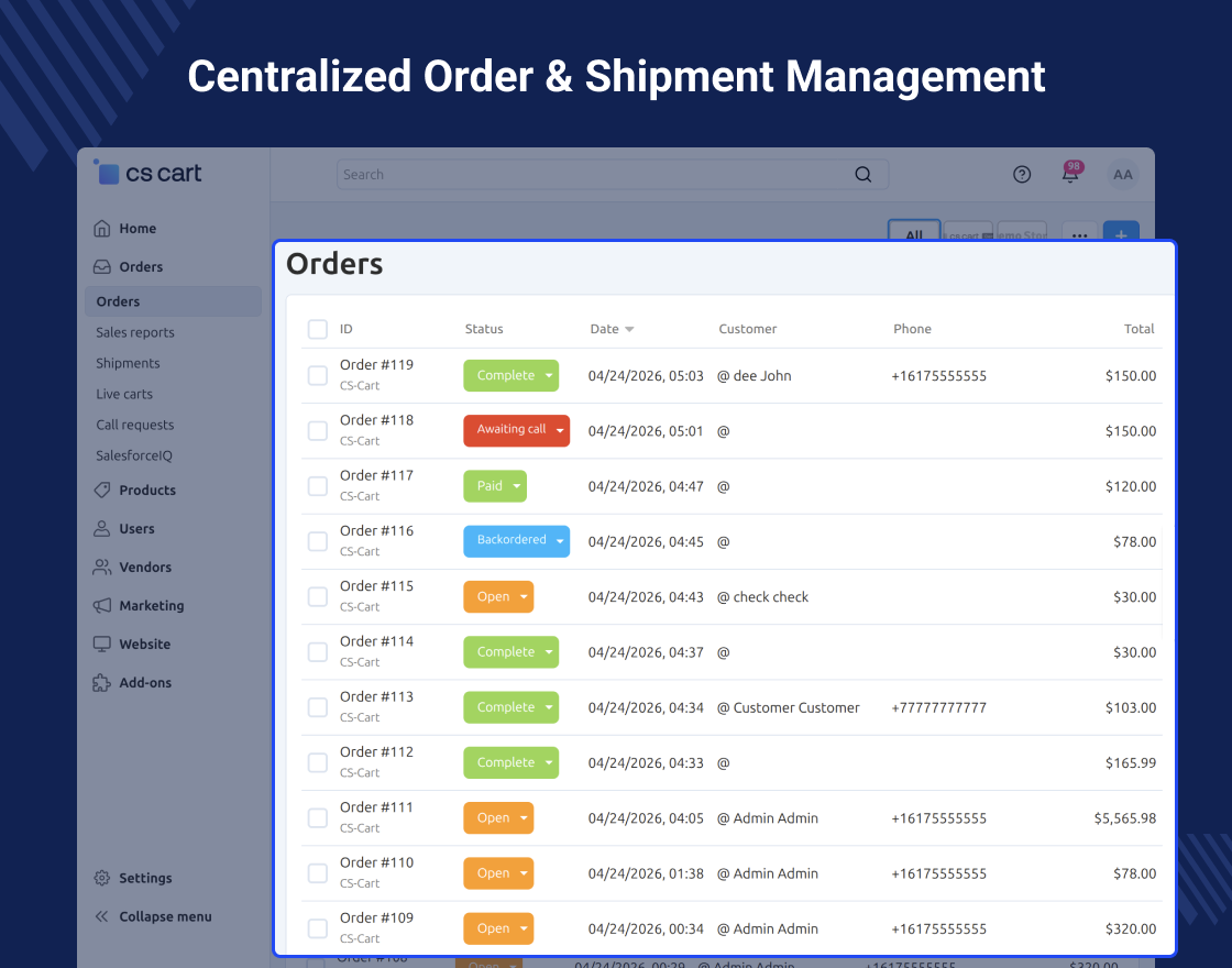 CS-Cart Custom Shipment Carriers Tracking
