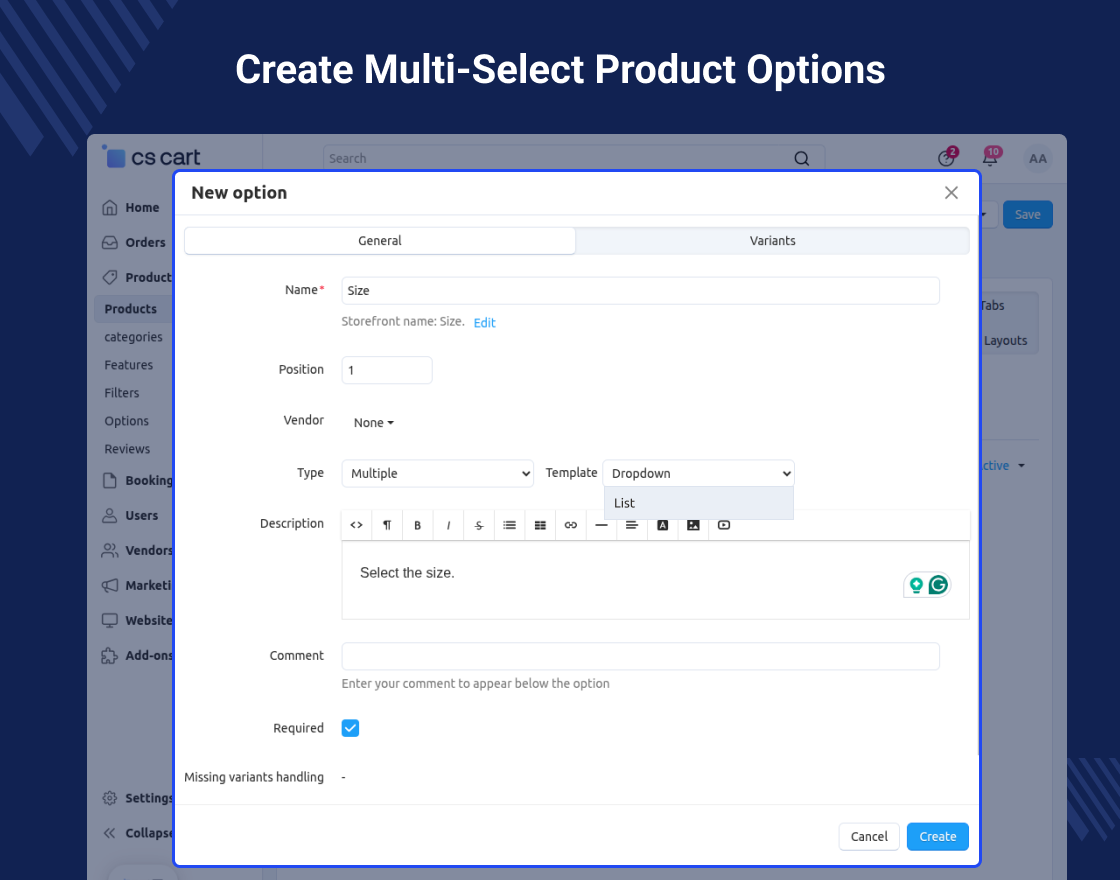 CS-Cart Multi-Select Product Options