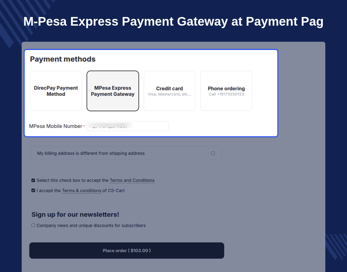 CS-Cart M-Pesa Express Payment Gateway