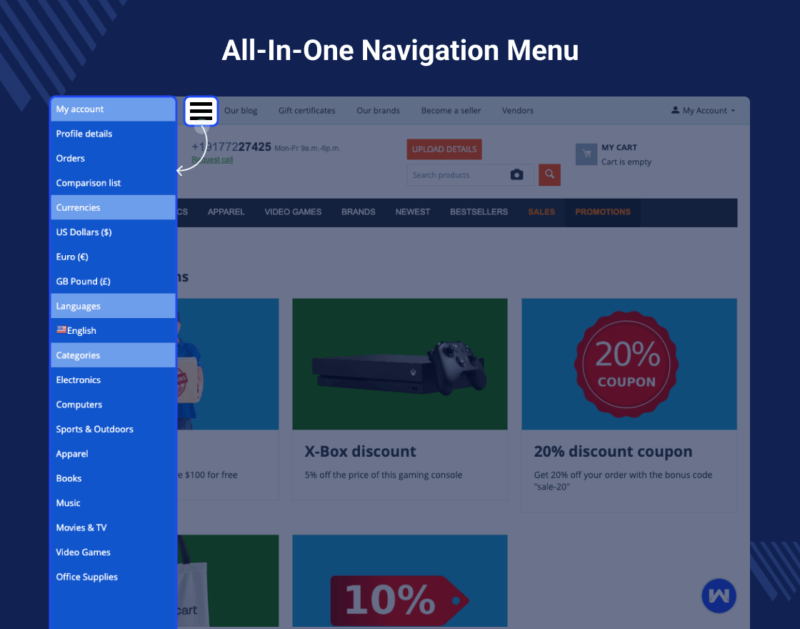 CS-Cart Modified Category Menu