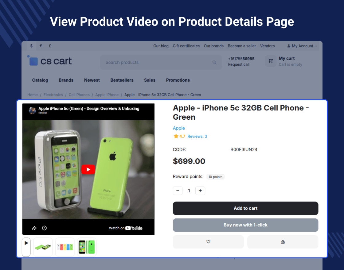 CS-Cart Product Video Gallery