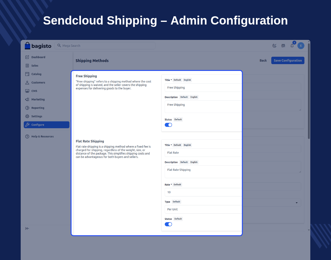 Laravel eCommerce Sendcloud Shipping