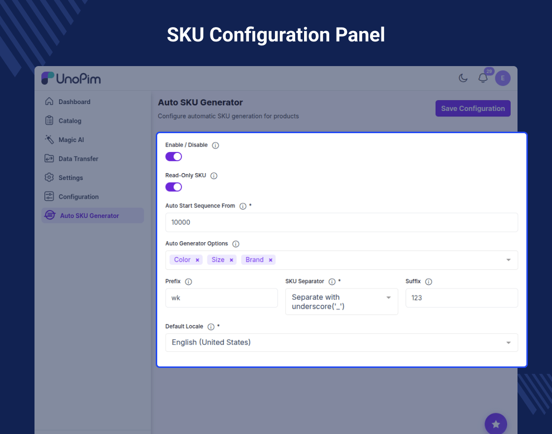 UnoPim Auto SKU Generator