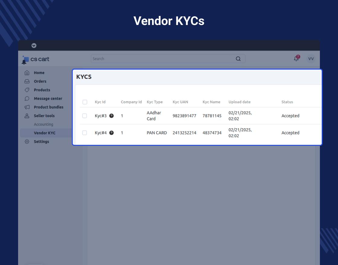 CS-Cart Vendor KYC