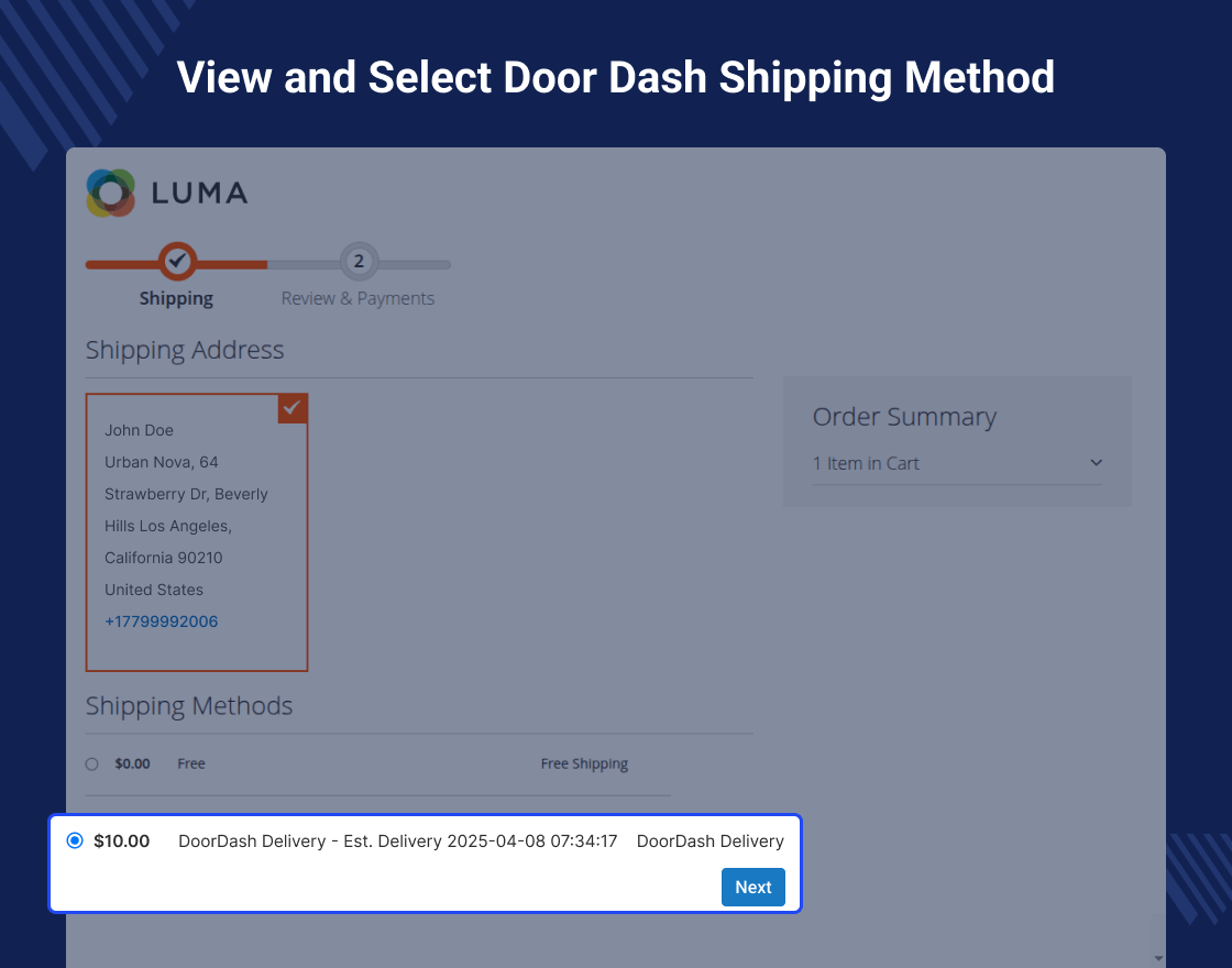 Magento 2 DoorDash Shipping