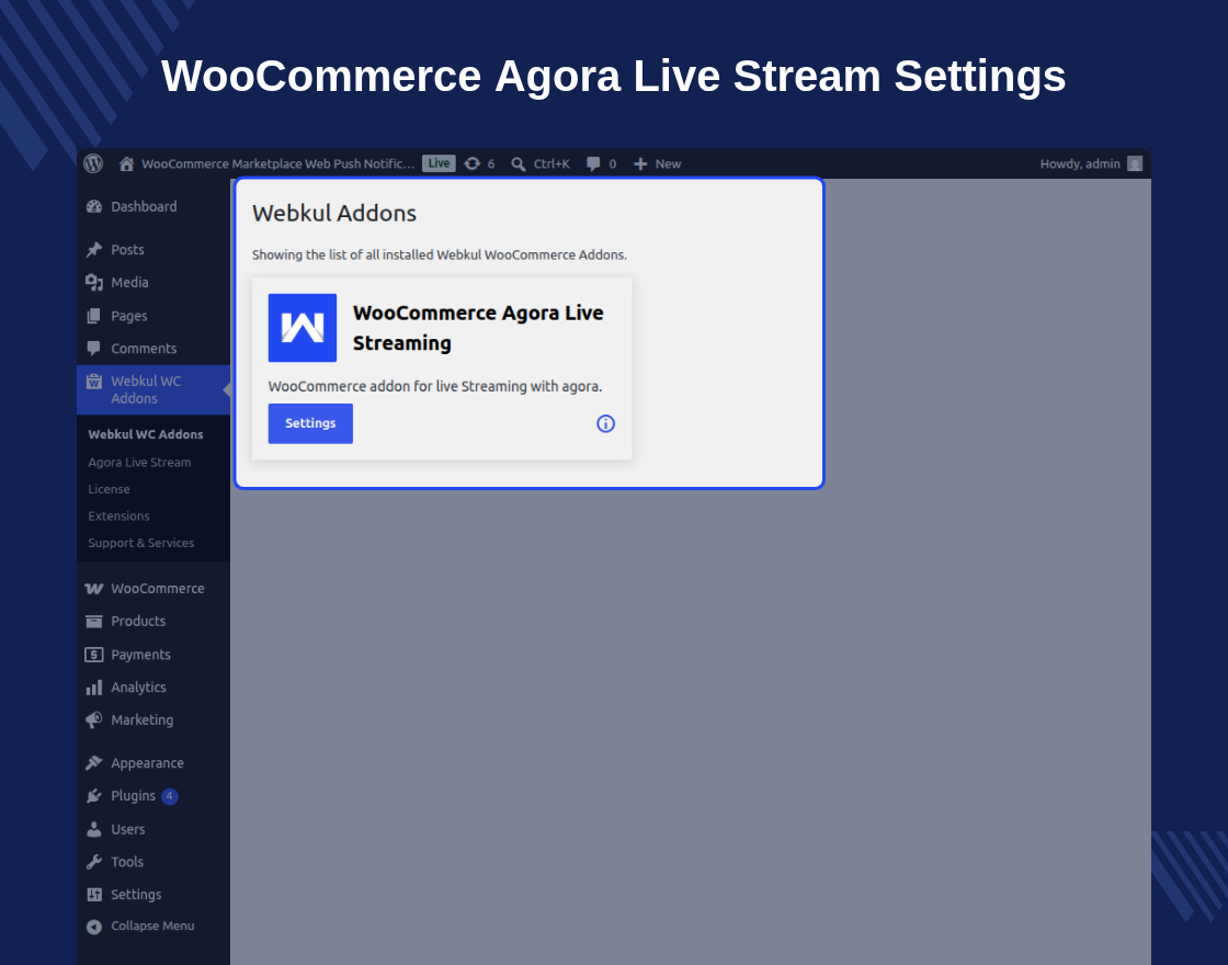 WooCommerce Agora Live Stream