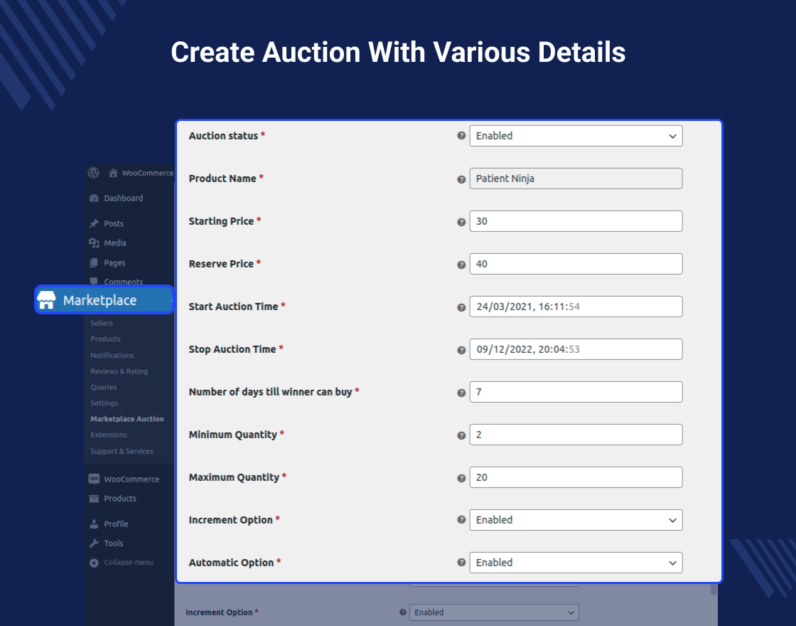 Marketplace Auction for WooCommerce