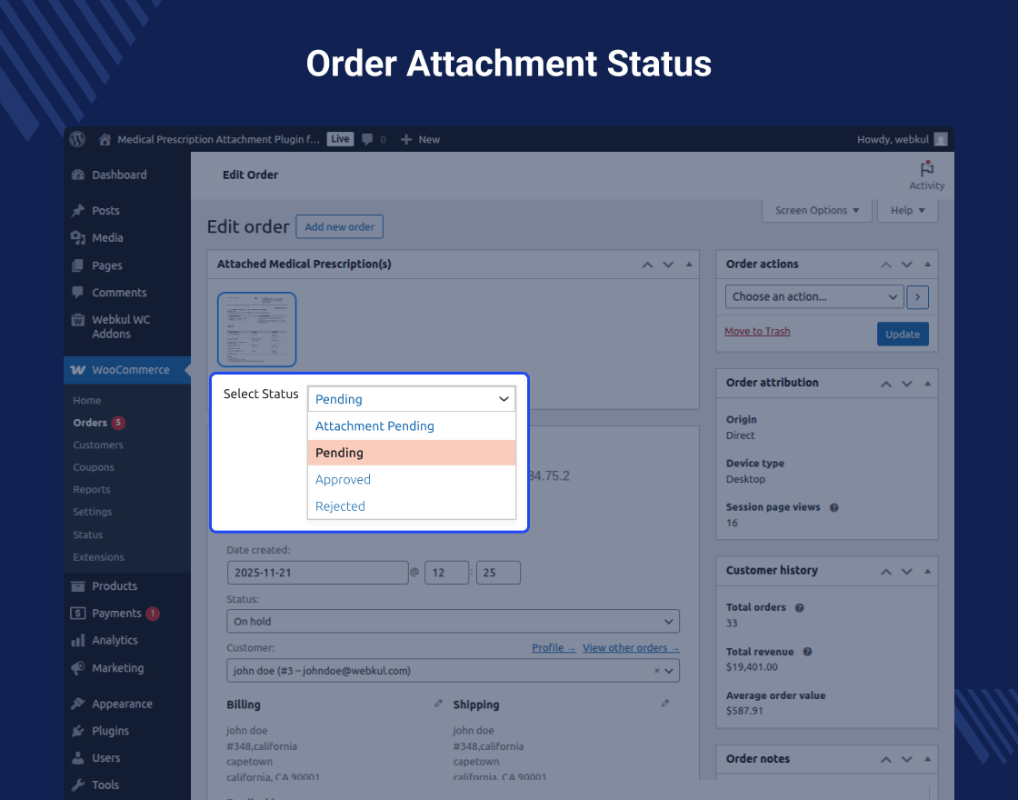 Medical Prescription Attachment for WooCommerce