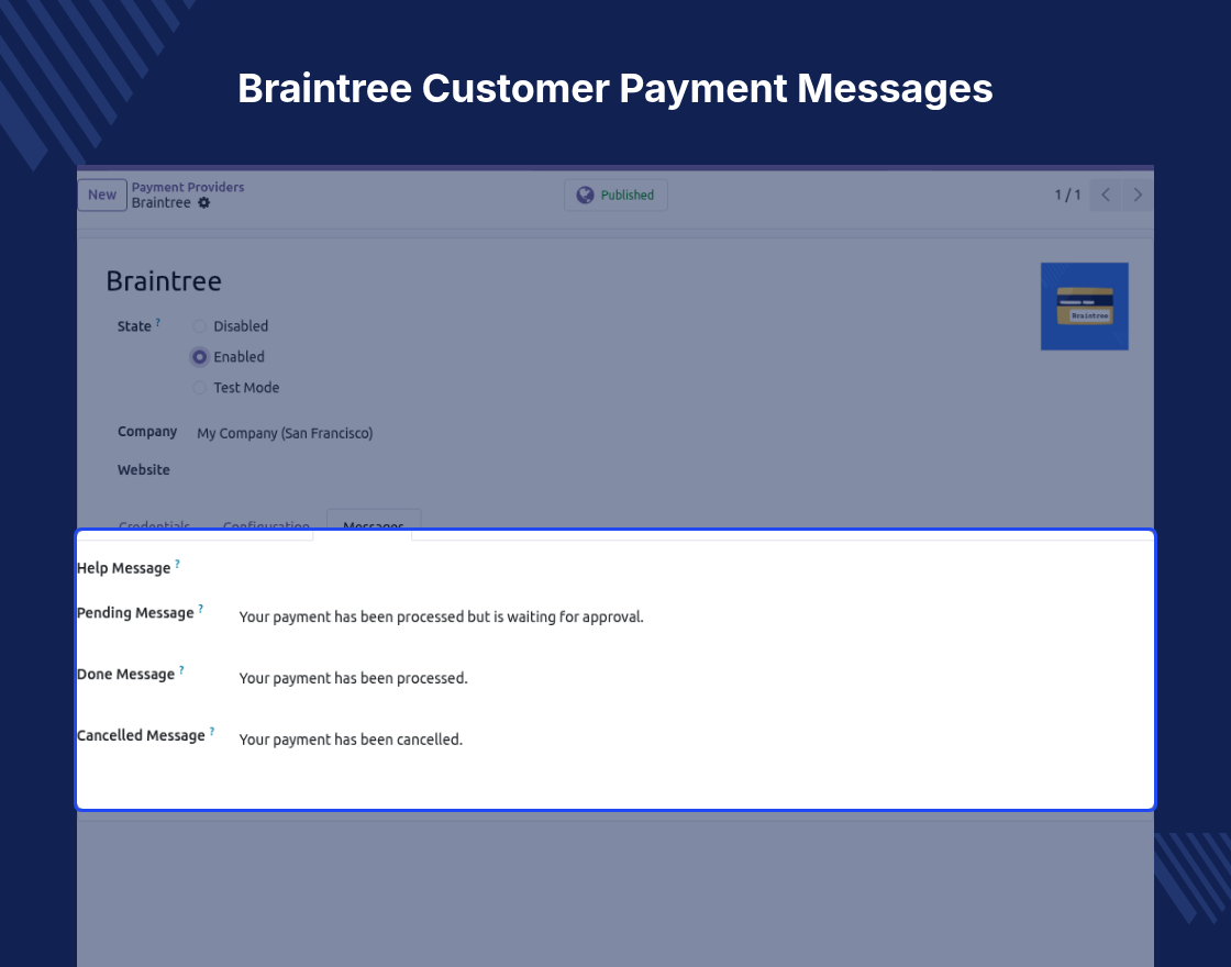 Odoo Braintree Payment Gateway