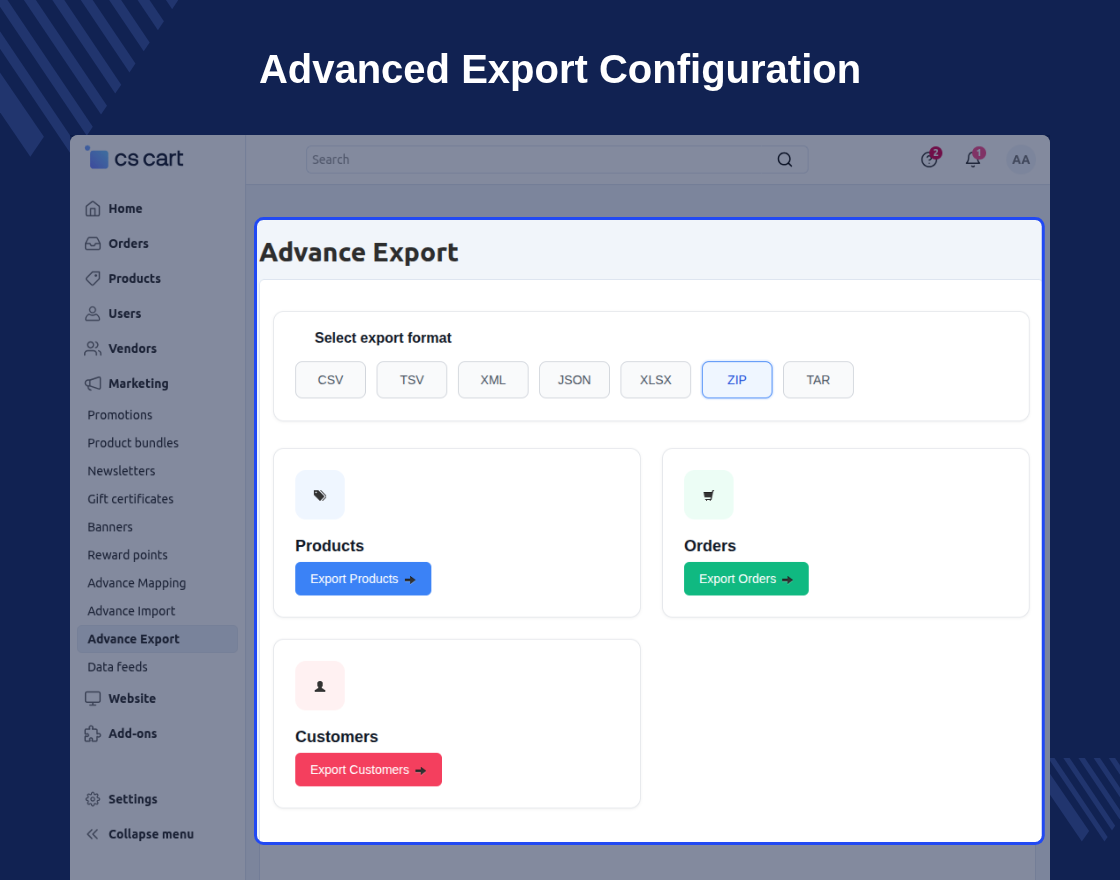 CS-Cart Advanced Import Export