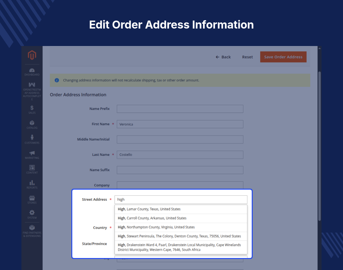 Magento 2 OpenStreetMap Address AutoComplete Extension