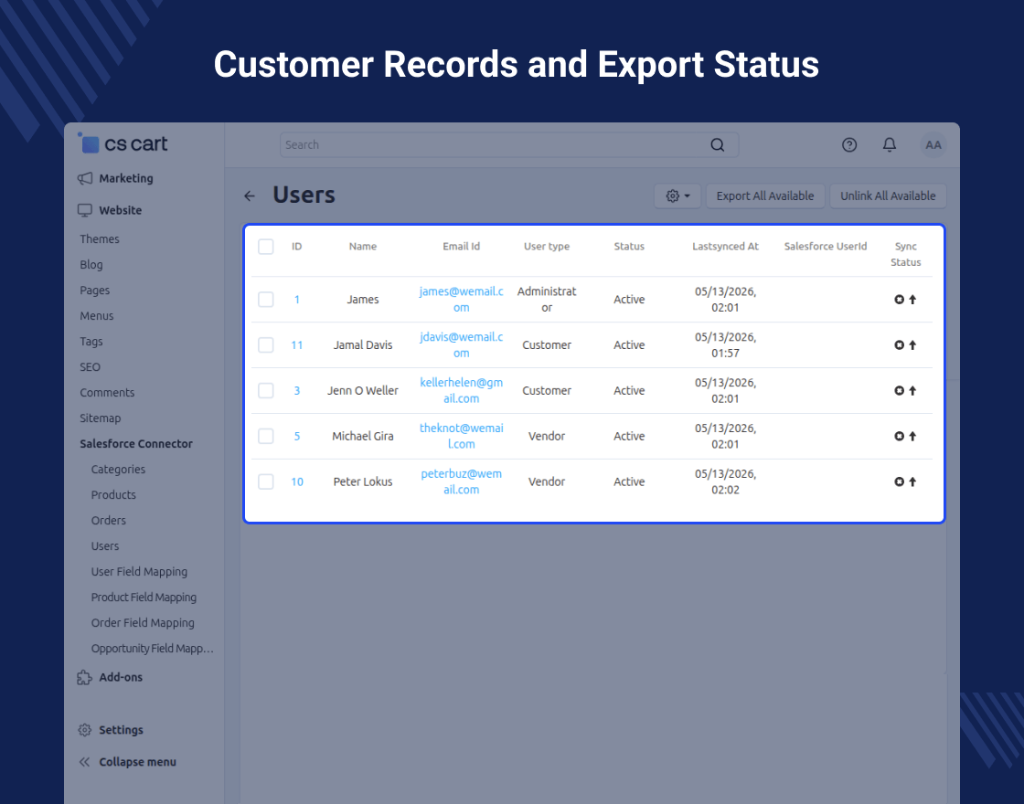 CS-Cart Salesforce Connector