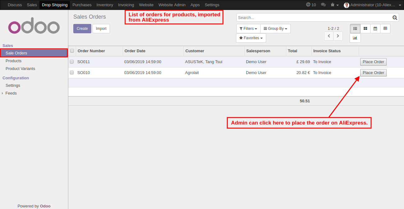 Odoo Aliexpress Dropshipping
