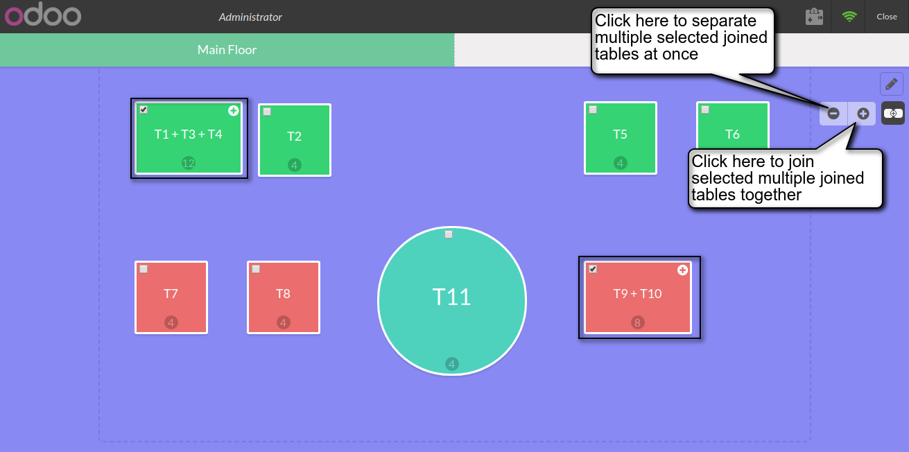 Odoo POS Restaurant Join Tables