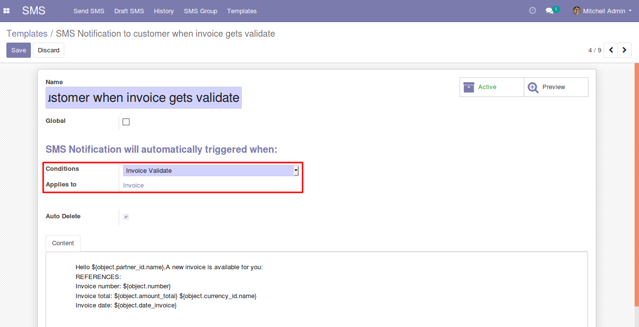 Odoo MessageBird SMS Gateway