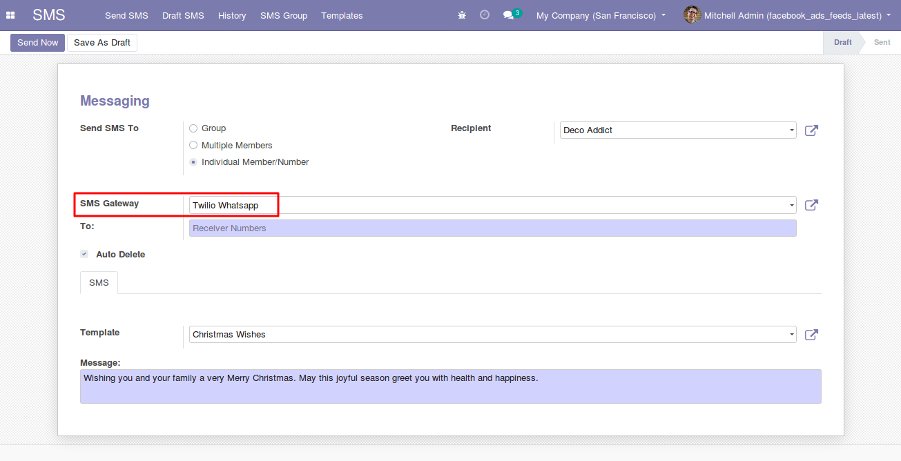Odoo Twilio Whatsapp Integration
