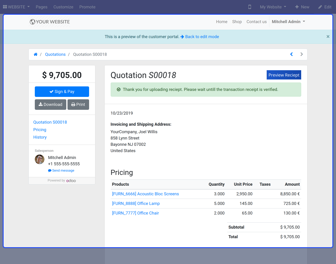 Odoo Website Proof Of Payment Attachment